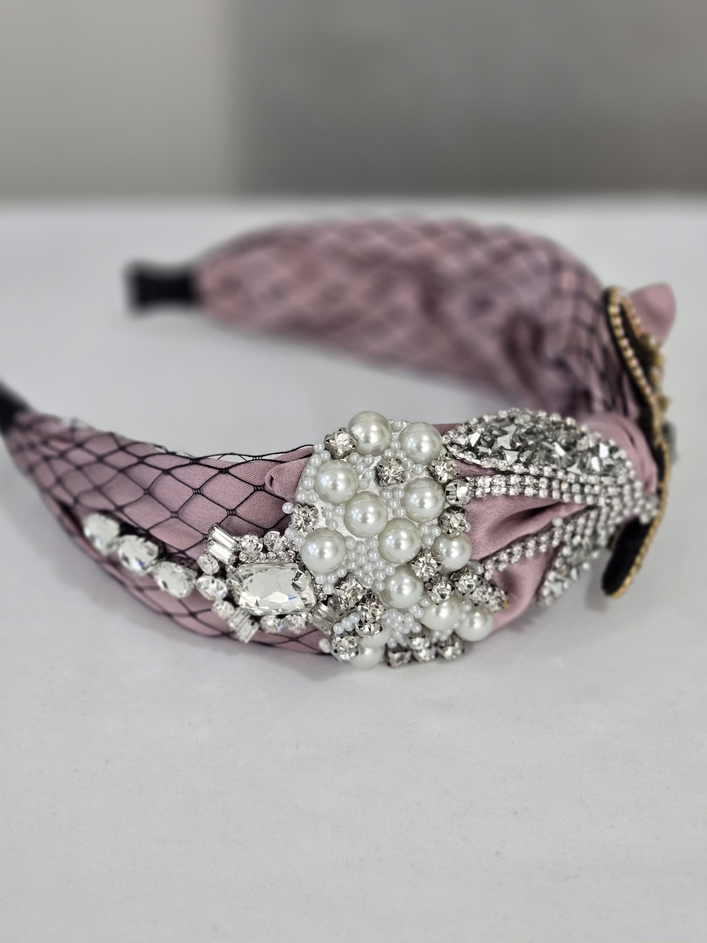 Embellished Pink Pearl & Rhinestone Headband